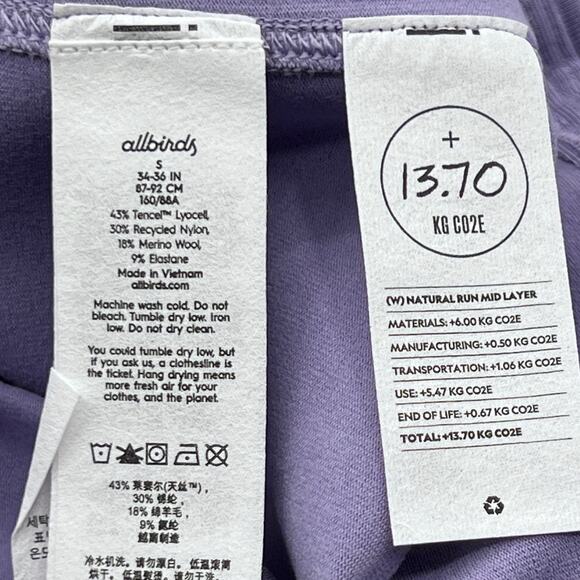 Allbirds Top Wmns Small Quarter Zip Pullover Sweatshirt Mid Layer Run Purple NEW - Picture 11 of 13